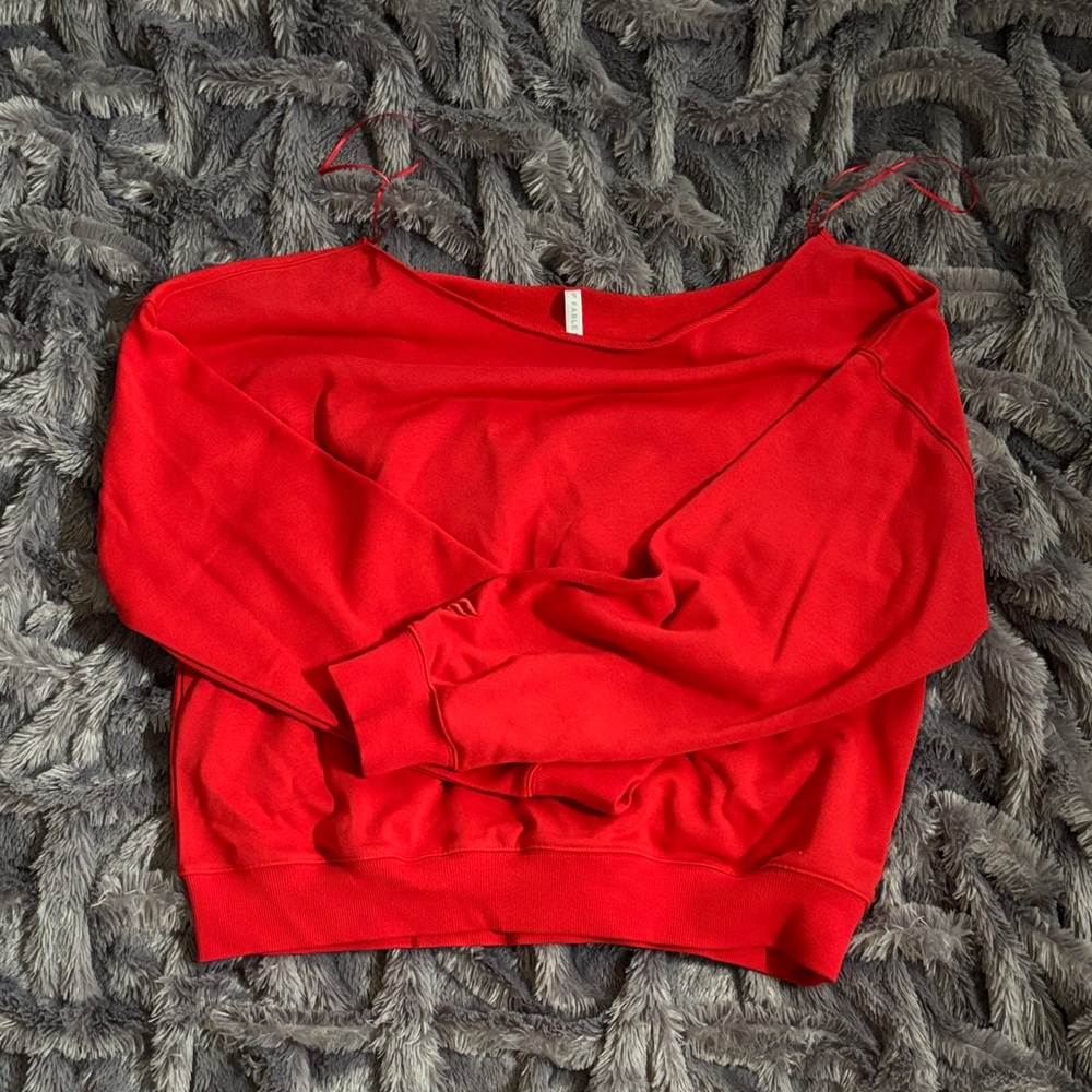 Fabletics Off-the-Shoulder Sweatshirt – Red (Size XL)